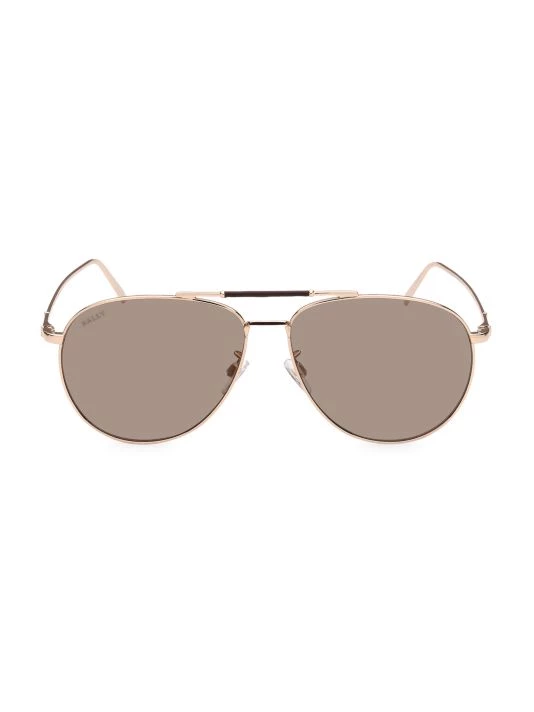 Bally 62MM Metal Aviator Sunglasses For Men